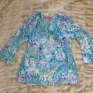 Lilly Pulitzer Vibrant Pink and Green Blouse